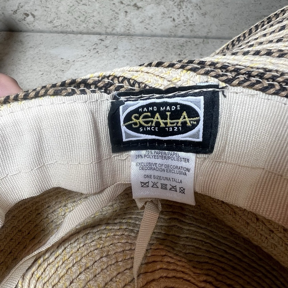Scala Hat Handmade Woven‎ Straw Hat Women's One Size Beige Boho Sun Gardening - Picture 5 of 7
